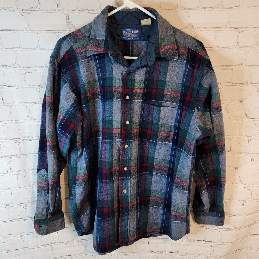 Men's Pendleton button-up flannel shirt jacket, size XL, 100% Pure Virgin Wool